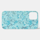 Blauwgroen Blauw Wit Elegant Paisley Patroon Case-Mate iPhone Case (Achterkant (horizontaal))