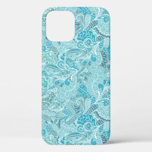 Blauwgroen Blauw Wit Elegant Paisley Patroon Case-Mate iPhone Case