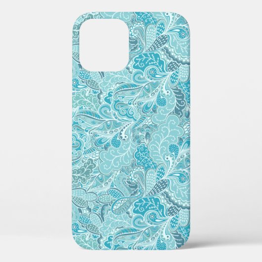 Blauwgroen Blauw Wit Elegant Paisley Patroon Case-Mate iPhone Case (Achterkant)
