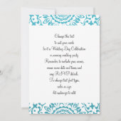 Blauwgroen Blauw Wit Elegante Classy Lace Wedding Kaart (Achterkant)