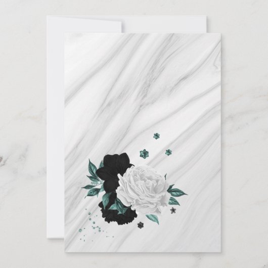 blauwgroen blauw wit en zwart bloemmondig geometri kaart (Achterkant)