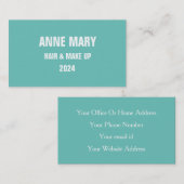 Blauwgroen Blauw Wit Haar & Make Up Stijlvol Moder Visitekaartje (Voorkant / Achterkant)