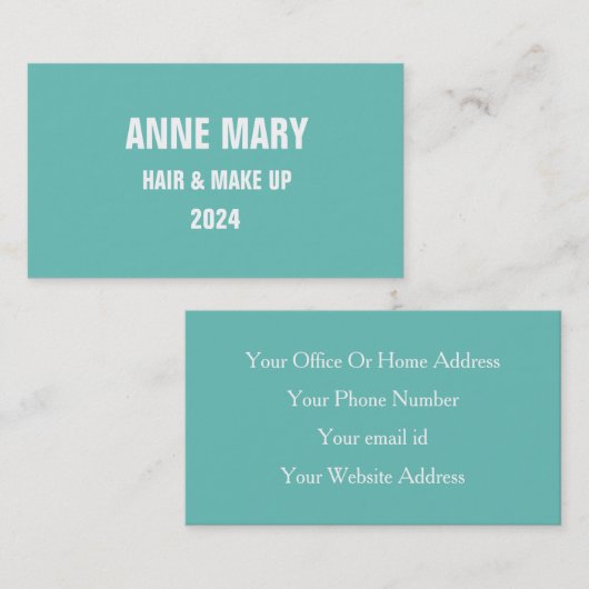 Blauwgroen Blauw Wit Haar & Make Up Stijlvol Moder Visitekaartje (Voorkant / Achterkant)