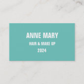 Blauwgroen Blauw Wit Haar & Make Up Stijlvol Moder Visitekaartje (Voorkant)