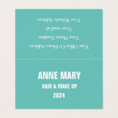 Blauwgroen Blauw Wit Haar Salon Make-up Modern 202 Visitekaartje (Buitenkant ongevouwen)