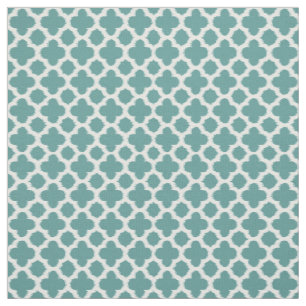 Blauwgroen blauw wit Ikat Quatrefoil patroon Stof