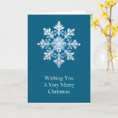 Blauwgroen Blauw Wit Kerst Sneeuwvlok Kaart (Gele Bloem)