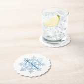 Blauwgroen Blauw Wit Kerst Sneeuwvlok Kartonnen Onderzetters (Insitu)