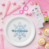 Blauwgroen Blauw Wit Kerst Sneeuwvlok Papieren Bordje (Feest)