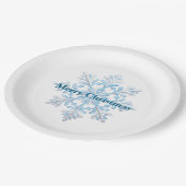 Blauwgroen Blauw Wit Kerst Sneeuwvlok Papieren Bordje (Gekanteld)