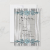 Blauwgroen Blauw Wit Masquerade Party RSVP (Achterkant)