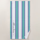 Blauwgroen blauw wit, modern, preppy Stripes pool  Strandlaken (Voorkant)
