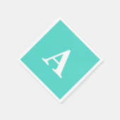 Blauwgroen blauw wit monogram Initiaal Aangepaste  Servet (Hoek)