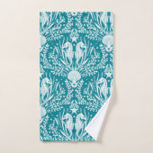 Blauwgroen blauw wit patroon van de kustzone Damas Bad Handdoek (Handdoek)