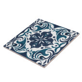 Blauwgroen Blauw Wit Rustiek Azulejo Mediterraan Tegeltje (Zijkant)