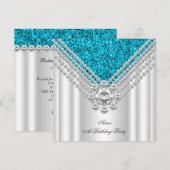 Blauwgroen blauw-witte feestdag Glitter Diamond Kaart (Voorkant / Achterkant)