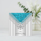 Blauwgroen blauw-witte feestdag Glitter Diamond Kaart (Staand voorkant)