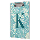 Blauwgroen blauw-witte Floral-Patroonmonogram Klembord (Links)