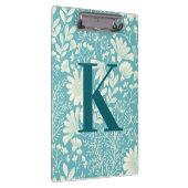Blauwgroen blauw-witte Floral-Patroonmonogram Klembord (Rechts)