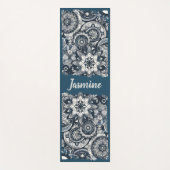 Blauwgroen blauw-witte mandala's yogamat (Voorkant)