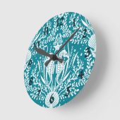 Blauwgroen blauw-witte zeepaarden Zee Life Ronde Klok (Hoek)