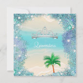 Blauwgroen blauw zand zeestrand 2 Quinceanera Kaart (Achterkant)