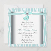 Blauwgroen Blauw Zebra Kruis Eerste Communie Kaart (Achterkant)