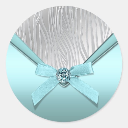 Blauwgroen Blauw Zebra Party Favor Stickers (Voorkant)