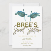 Blauwgroen blauw Zee - Kreukstrips met goudzoet 16 Kaart (Voorkant)