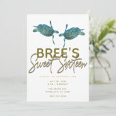 Blauwgroen blauw Zee - Kreukstrips met goudzoet 16 Kaart (Staand voorkant)