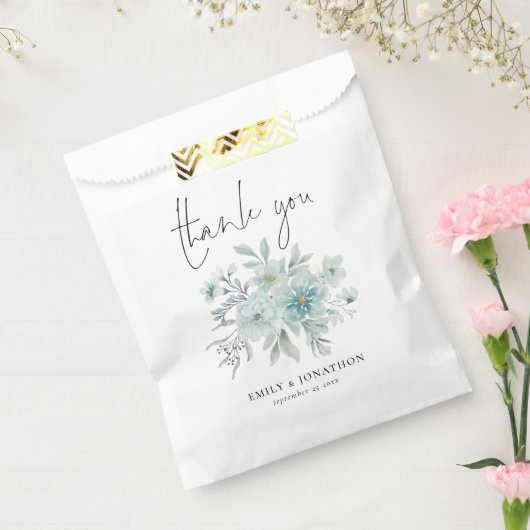Blauwgroen blauw Zee Mist Floral Verloving Harteli Bedankzakje (Gezegeld)