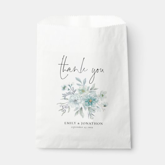 Blauwgroen blauw Zee Mist Floral Verloving Harteli Bedankzakje (Voorkant)