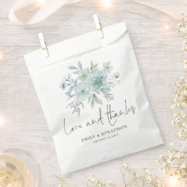 Blauwgroen blauw Zee Mist Floral Wedding Love Beda Bedankzakje