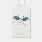 Blauwgroen blauw Zee Turtles Elegant Gold Beach We Cadeaulabel (Achterkant)