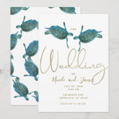 Blauwgroen blauw Zee Turtles Elegant Gold Beach We Kaart (Voorkant / Achterkant)