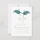 Blauwgroen blauw Zee Turtles Gold Beach Weddenscha Kaart (Voorkant)