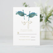 Blauwgroen blauw Zee Turtles Gold Beach Weddenscha Kaart (Staand voorkant)