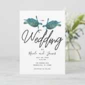 Blauwgroen blauw Zee Turtles Ocean Elegant Beach W Kaart (Staand voorkant)