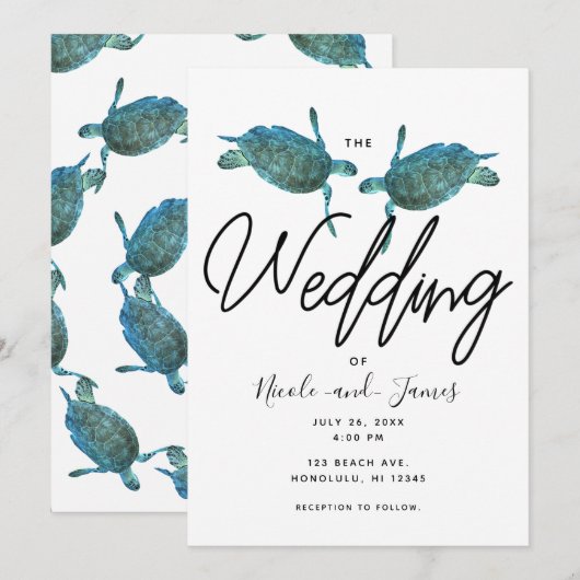 Blauwgroen blauw Zee Turtles Ocean Elegant Beach W Kaart (Voorkant / Achterkant)