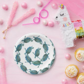 Blauwgroen blauw Zee Turtles Ocean Elegant Beach W Papieren Bordje (Feest)