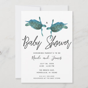 Blauwgroen blauw Zee, zeeschildpadden Baby shower  Kaart