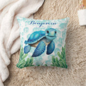Blauwgroen Blauw Zeeen Schildpad Zeewier Baby Jong Kussen (Deken)
