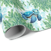 Blauwgroen Blauw Zeeen Schildpad Zeewier Jongen Ba Cadeaupapier (Rol Hoek)