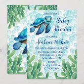 Blauwgroen Blauw Zeeen Schildpad Zeewier Jongen Ba Kaart (Voorkant / Achterkant)