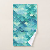 Blauwgroen Blauw Zeemeermin Schaalpatroon Bad Handdoek (Handdoek)