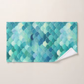 Blauwgroen Blauw Zeemeermin Schaalpatroon Bad Handdoek (Handdoek)
