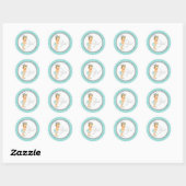 Blauwgroen Blauw Zilver Baby shower Ronde Sticker (Vel)