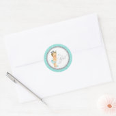 Blauwgroen Blauw Zilver Baby shower Ronde Sticker (Envelop)