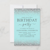 Blauwgroen Blauw Zilver Elke leeftijd Glitter Mode Kaart (Voorkant)