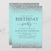 Blauwgroen Blauw Zilver Elke leeftijd Glitter Mode Kaart (Voorkant / Achterkant)